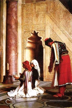 Jeunes Grecs à la Mosquée Jean Léon Gérôme Arabes Peinture à l'huile